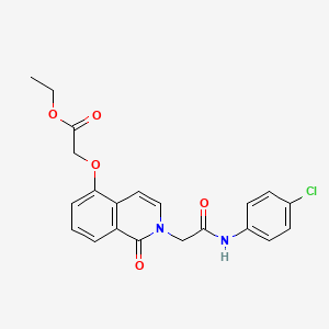 molecular formula C21H19ClN2O5 B2736254 Ethyl 2-[2-[2-(4-chloroanilino)-2-oxoethyl]-1-oxoisoquinolin-5-yl]oxyacetate CAS No. 868223-97-6