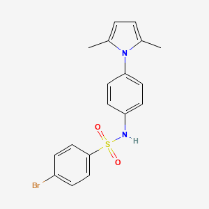 molecular formula C18H17BrN2O2S B2736256 4-bromo-N-[4-(2,5-dimethylpyrrol-1-yl)phenyl]benzenesulfonamide CAS No. 866156-51-6