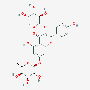 molecular formula C26H28O14 B2736266 kaempferol 3-O-alpha-L-arabinopyranosyl-7-O-alpha-L-rhamnopyranoside CAS No. 71801-96-2