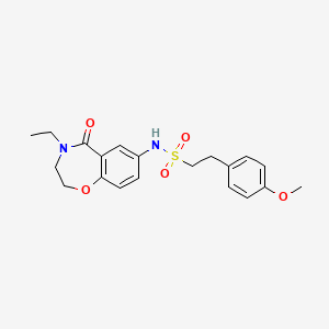 molecular formula C20H24N2O5S B2736274 N-(4-ethyl-5-oxo-2,3,4,5-tetrahydrobenzo[f][1,4]oxazepin-7-yl)-2-(4-methoxyphenyl)ethanesulfonamide CAS No. 922062-83-7