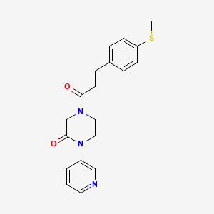 molecular formula C19H21N3O2S B2736302 4-{3-[4-(Methylsulfanyl)phenyl]propanoyl}-1-(pyridin-3-yl)piperazin-2-one CAS No. 2097916-16-8