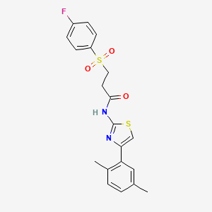 N-(4-(2,5-dimethylphenyl)thiazol-2-yl)-3-((4-fluorophenyl)sulfonyl)propanamide