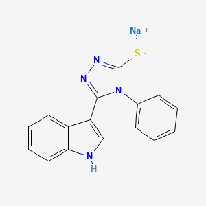 molecular formula C16H11N4NaS B2736337 3-[4-phenyl-5-(sodiosulfanyl)-4H-1,2,4-triazol-3-yl]-1H-indole CAS No. 1007016-46-7