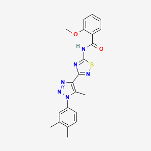 molecular formula C21H20N6O2S B2736339 N-{3-[1-(3,4-dimethylphenyl)-5-methyl-1H-1,2,3-triazol-4-yl]-1,2,4-thiadiazol-5-yl}-2-methoxybenzamide CAS No. 932537-68-3