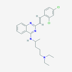 4-N-[2-[(E)-2-(2,4-dichlorophenyl)ethenyl]quinazolin-4-yl]-1-N,1-N-diethylpentane-1,4-diamine
