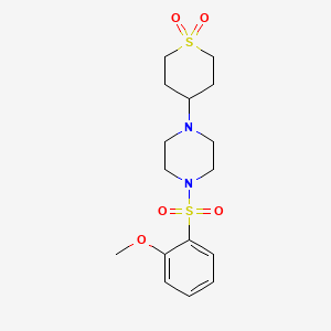 molecular formula C16H24N2O5S2 B2736365 4-(4-((2-methoxyphenyl)sulfonyl)piperazin-1-yl)tetrahydro-2H-thiopyran 1,1-dioxide CAS No. 1903166-51-7