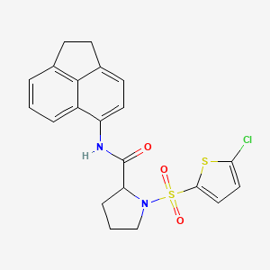 molecular formula C21H19ClN2O3S2 B2736381 1-((5-chlorothiophen-2-yl)sulfonyl)-N-(1,2-dihydroacenaphthylen-5-yl)pyrrolidine-2-carboxamide CAS No. 1050211-08-9