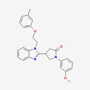 molecular formula C27H27N3O3 B2736384 1-(3-methoxyphenyl)-4-(1-(2-(m-tolyloxy)ethyl)-1H-benzo[d]imidazol-2-yl)pyrrolidin-2-one CAS No. 850159-15-8