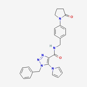 molecular formula C25H24N6O2 B2736401 1-benzyl-N-(4-(2-oxopyrrolidin-1-yl)benzyl)-5-(1H-pyrrol-1-yl)-1H-1,2,3-triazole-4-carboxamide CAS No. 1788673-74-4