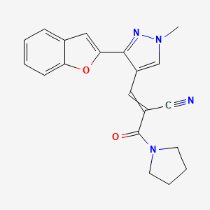 3-[3-(1-benzofuran-2-yl)-1-methyl-1H-pyrazol-4-yl]-2-(pyrrolidine-1-carbonyl)prop-2-enenitrile