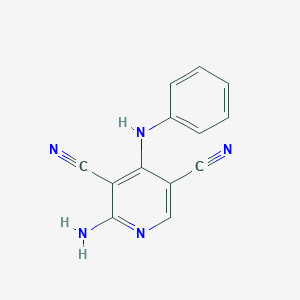 molecular formula C13H9N5 B273641 2-Amino-4-anilino-3,5-pyridinedicarbonitrile 