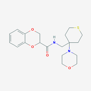 molecular formula C19H26N2O4S B2736410 N-[(4-Morpholin-4-ylthian-4-yl)methyl]-2,3-dihydro-1,4-benzodioxine-3-carboxamide CAS No. 2380176-48-5