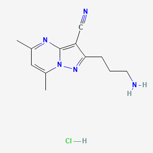 2-(3-Aminopropyl)-5,7-dimethylpyrazolo[1,5-a]pyrimidine-3-carbonitrile hydrochloride