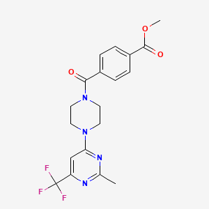 molecular formula C19H19F3N4O3 B2736452 甲酸4-(4-(2-甲基-6-(三氟甲基)嘧啶-4-基)哌嗪-1-甲酰基)苯酸酯 CAS No. 2034344-57-3
