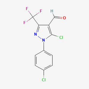 molecular formula C11H5Cl2F3N2O B2736455 5-氯-1-(4-氯苯基)-3-(三氟甲基)-1H-吡唑-4-甲醛 CAS No. 1152976-53-8