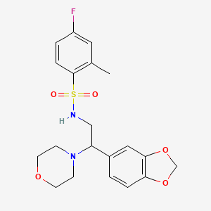 molecular formula C20H23FN2O5S B2736457 N-(2-(苯并[d][1,3]二噁唑-5-基)-2-吗啉基乙基)-4-氟-2-甲基苯磺酰胺 CAS No. 887219-02-5