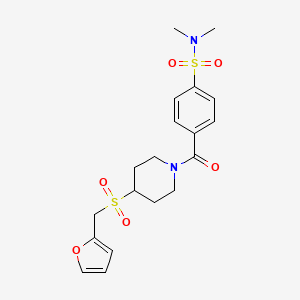 molecular formula C19H24N2O6S2 B2736462 4-(4-((呋喃-2-基甲基)磺酰基)哌啶-1-基甲酰)-N,N-二甲基苯磺酰胺 CAS No. 1448072-41-0
