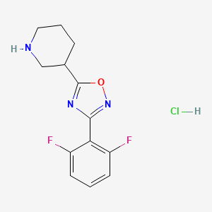 molecular formula C13H14ClF2N3O B2736465 3-[3-(2,6-Difluorophenyl)-1,2,4-oxadiazol-5-yl]piperidine hydrochloride CAS No. 1349718-79-1