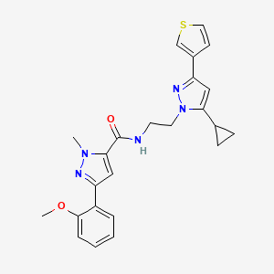 N-(2-(5-cyclopropyl-3-(thiophen-3-yl)-1H-pyrazol-1-yl)ethyl)-3-(2-methoxyphenyl)-1-methyl-1H-pyrazole-5-carboxamide