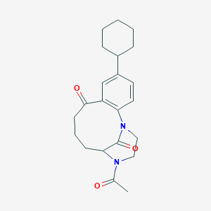 molecular formula C22H28N2O3 B273647 13-Acetyl-5-cyclohexyl-1,13-diaza-tricyclo[10.3.1.0*2,7*]hexadeca-2,4,6-triene-8,16-dione 