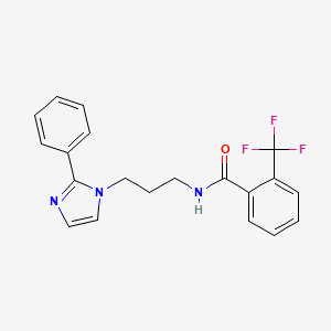 molecular formula C20H18F3N3O B2736474 N-(3-(2-phenyl-1H-imidazol-1-yl)propyl)-2-(trifluoromethyl)benzamide CAS No. 1421526-03-5