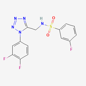 molecular formula C14H10F3N5O2S B2736477 N-((1-(3,4-difluorophenyl)-1H-tetrazol-5-yl)methyl)-3-fluorobenzenesulfonamide CAS No. 921125-16-8