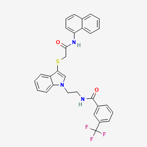 molecular formula C30H24F3N3O2S B2736483 N-[2-[3-[2-(naphthalen-1-ylamino)-2-oxoethyl]sulfanylindol-1-yl]ethyl]-3-(trifluoromethyl)benzamide CAS No. 851714-86-8