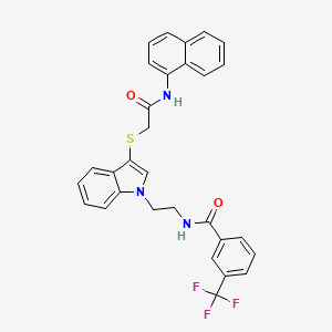 molecular formula C30H24F3N3O2S B2736483 N-{2-[3-({[(naphthalen-1-yl)carbamoyl]methyl}sulfanyl)-1H-indol-1-yl]ethyl}-3-(trifluoromethyl)benzamide CAS No. 851714-86-8