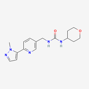 molecular formula C16H21N5O2 B2736495 1-((6-(1-methyl-1H-pyrazol-5-yl)pyridin-3-yl)methyl)-3-(tetrahydro-2H-pyran-4-yl)urea CAS No. 2034464-89-4