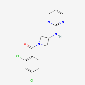 molecular formula C14H12Cl2N4O B2736504 (2,4-Dichlorophenyl)(3-(pyrimidin-2-ylamino)azetidin-1-yl)methanone CAS No. 2176069-89-7