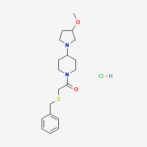 molecular formula C19H29ClN2O2S B2736506 2-Benzylsulfanyl-1-[4-(3-methoxypyrrolidin-1-yl)piperidin-1-yl]ethanone;hydrochloride CAS No. 2309185-47-3