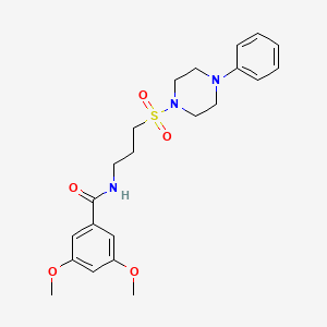 molecular formula C22H29N3O5S B2736513 3,5-dimethoxy-N-(3-((4-phenylpiperazin-1-yl)sulfonyl)propyl)benzamide CAS No. 1021217-84-4