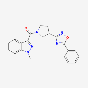 molecular formula C21H19N5O2 B2736539 (1-methyl-1H-indazol-3-yl)(3-(5-phenyl-1,2,4-oxadiazol-3-yl)pyrrolidin-1-yl)methanone CAS No. 2034602-44-1