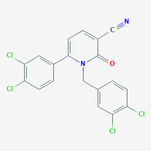 molecular formula C19H10Cl4N2O B2736540 1-(3,4-Dichlorobenzyl)-6-(3,4-dichlorophenyl)-2-oxo-1,2-dihydro-3-pyridinecarbonitrile CAS No. 252059-21-5