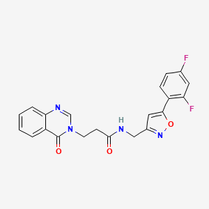 molecular formula C21H16F2N4O3 B2736541 N-((5-(2,4-二氟苯基)异噁唑-3-基)甲基)-3-(4-氧代喹唑啉-3(4H)-基)丙酰胺 CAS No. 1209191-10-5