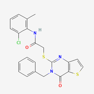 molecular formula C22H18ClN3O2S2 B2736547 2-({3-benzyl-4-oxo-3H,4H-thieno[3,2-d]pyrimidin-2-yl}sulfanyl)-N-(2-chloro-6-methylphenyl)acetamide CAS No. 1252901-94-2