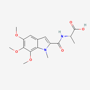 molecular formula C16H20N2O6 B2736549 (2S)-2-[(5,6,7-trimethoxy-1-methylindole-2-carbonyl)amino]propanoic acid CAS No. 956439-69-3