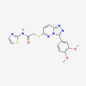 molecular formula C18H16N6O3S2 B2736550 2-((3-(3,4-dimethoxyphenyl)-[1,2,4]triazolo[4,3-b]pyridazin-6-yl)thio)-N-(thiazol-2-yl)acetamide CAS No. 852437-80-0