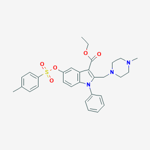 molecular formula C30H33N3O5S B273656 Ethyl 5-(4-methylphenyl)sulfonyloxy-2-[(4-methylpiperazin-1-yl)methyl]-1-phenylindole-3-carboxylate 