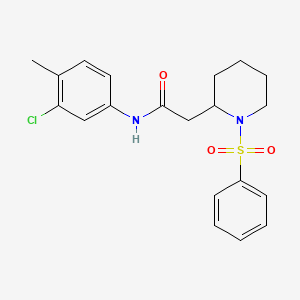 molecular formula C20H23ClN2O3S B2736565 N-(3-chloro-4-methylphenyl)-2-(1-(phenylsulfonyl)piperidin-2-yl)acetamide CAS No. 1021090-08-3