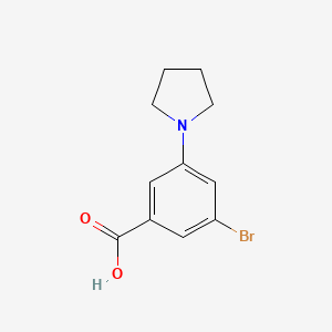 molecular formula C11H12BrNO2 B2736567 3-溴-5-(吡咯啉-1-基)苯甲酸 CAS No. 1500723-92-1