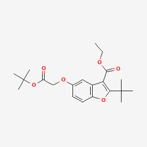 molecular formula C21H28O6 B2736578 乙酸5-(2-叔丁氧基-2-氧代乙氧基)-2-叔丁基-1-苯并呋喃-3-羧酸乙酯 CAS No. 442654-87-7