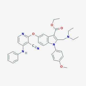 1-(4-Methoxyphenyl)-2-[(diethylamino)methyl]-5-[3-cyano-4-(phenylamino)pyridin-2-yloxy]-1H-indole-3-carboxylic acid ethyl ester