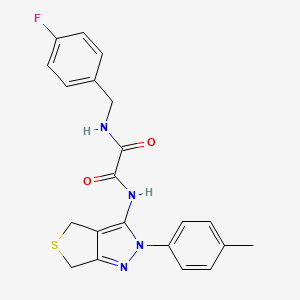 molecular formula C21H19FN4O2S B2736585 N-[(4-氟苯基)甲基]-N'-[2-(4-甲基苯基)-4,6-二氢噻吩并[3,4-c]吡唑-3-基]羧酰胺 CAS No. 899952-16-0