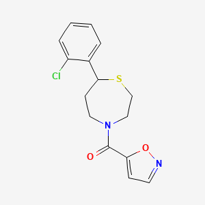 molecular formula C15H15ClN2O2S B2736593 (7-(2-Chlorophenyl)-1,4-thiazepan-4-yl)(isoxazol-5-yl)methanone CAS No. 1797205-24-3