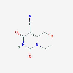 molecular formula C8H7N3O3 B2736599 6,8-Dioxo-3,4-dihydro-1H-pyrimido[6,1-c][1,4]oxazine-9-carbonitrile CAS No. 2416230-82-3