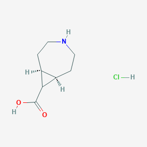 molecular formula C8H14ClNO2 B2736605 (1R,7S)-4-氮杂双环[5.1.0]辛烷-8-羧酸;盐酸 CAS No. 2460739-53-9
