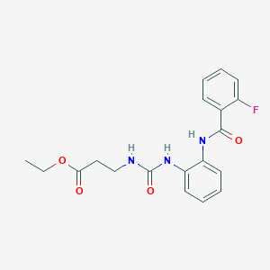 molecular formula C19H20FN3O4 B2736607 Ethyl 3-(3-(2-(2-fluorobenzamido)phenyl)ureido)propanoate CAS No. 1203239-61-5