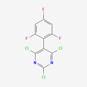 molecular formula C10H2Cl3F3N2 B2736618 2,4,6-三氯-5-(2,4,6-三氟苯基)嘧啶 CAS No. 849600-55-1