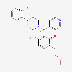 molecular formula C25H29FN4O3 B2736628 3-((4-(2-fluorophenyl)piperazin-1-yl)(pyridin-4-yl)methyl)-4-hydroxy-1-(2-methoxyethyl)-6-methylpyridin-2(1H)-one CAS No. 897611-45-9